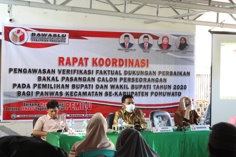 Bawaslu Pohuwato Gelar Rakor Pengawasan Verifikasi Faktual Dukungan Perbaikan Bakal Pasangan Calon Perseorangan