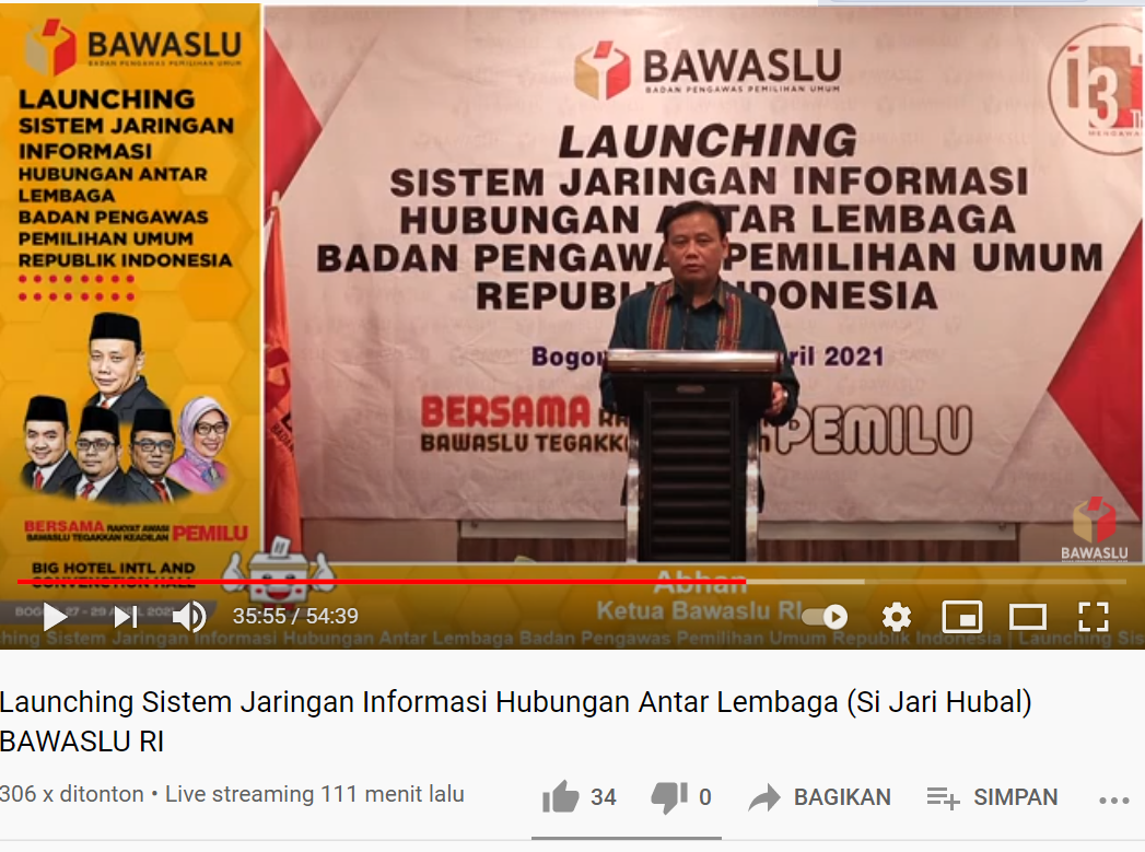 Bawaslu RI Launcing Sistem Jaringan Informasi Hubugan Antar Lembaga