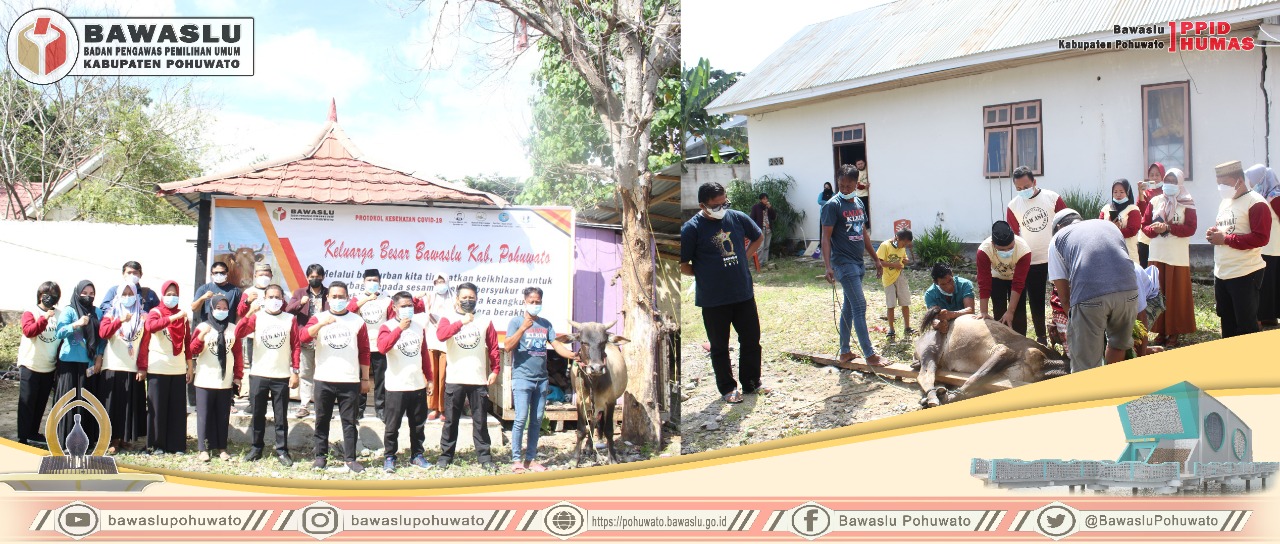Tetap Terapkan Prokes, Bawaslu Pohuwato Sembelih Hewan Qurban