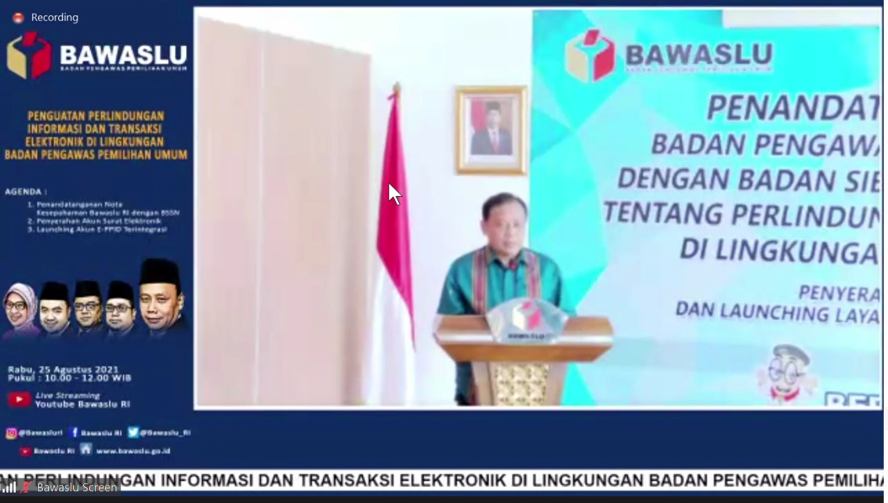 Bawaslu Pohuwato hadiri Acara Penandatanganan Nota Kesepahaman Bawaslu RI dengan BSSN, Penyerahan Akun Email Resmi Bawaslu & Launching e-PPID.