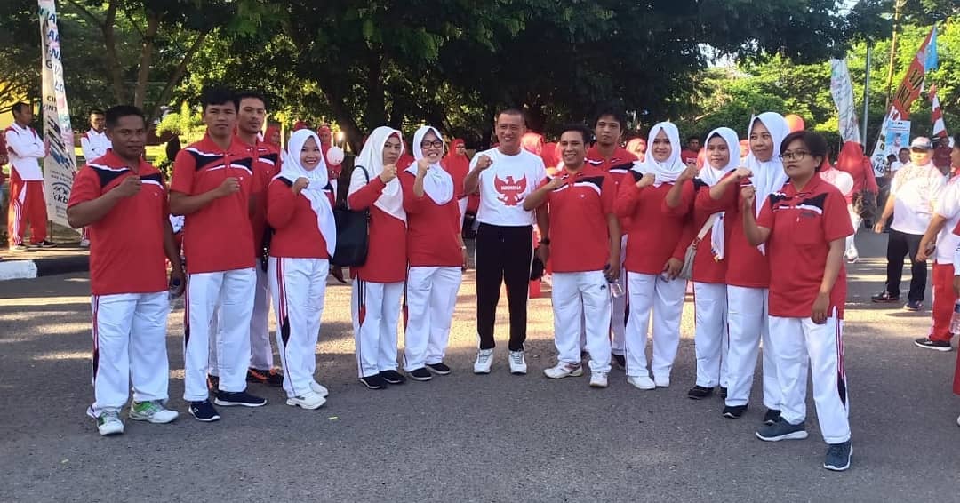 Meriahkan HUT RI ke-74, Bawaslu Kabupaten Pohuwato turut serta melaksanakan Senam pagi di Bundaran Panua