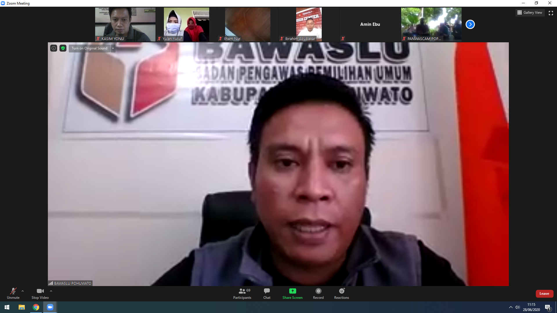 BAWASLU POHUWATO GELAR BIMTEK PENGUATAN KAPASITAS BAGI PANWAS DESA/KELURAHAN se-KABUPATEN POHUWATO SECARA DARING