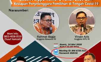 Bawaslu dan Unsur Gakkumdu Kabupaten Pohuwato mengikuti Diskusi Daring Bedah Perpu Nomor 2 Tahun 2020 Dan Kesiapan Penyelenggara Pemilihan di tengah COVID-19.